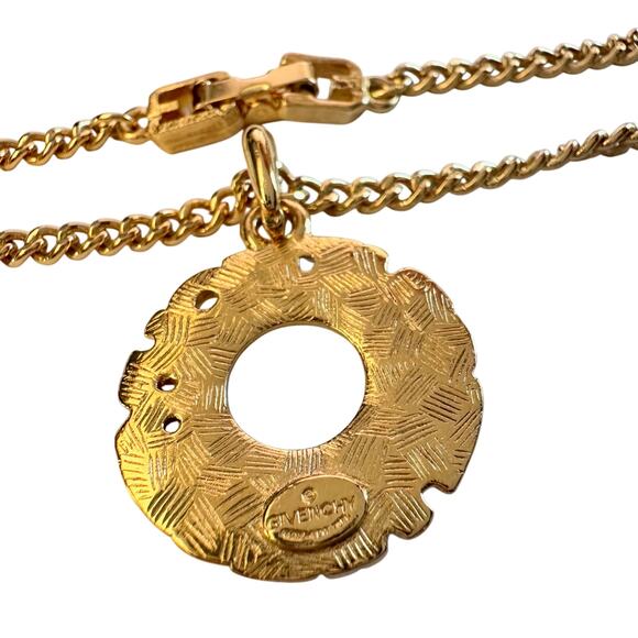 Givenchy Paris Round Pendant with Rhinestones Necklace and hang Tag - Picture 10 of 13